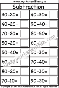 subtraction worksheet with tens and