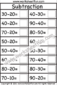 Subtraction - Subtract Tens / FREE Printable Worksheets - Worksheetfun