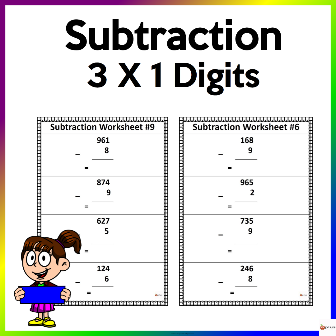 Three Digit by One Digit Subtraction Worksheets | Made By Teachers