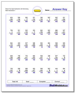 Subtraction Worksheets: Full Borrowing