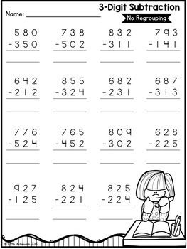 3 Digit Addition and Subtraction WITHOUT Regrouping Worksheets ...