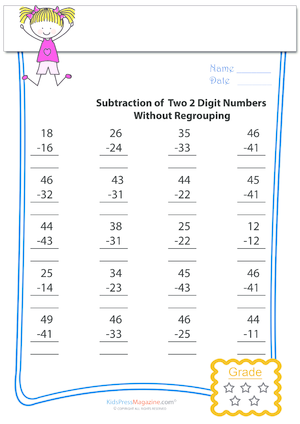subtraction worksheet without regrouping for grade 1