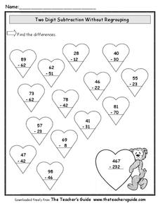 Two-Digit Subtraction Without Regrouping Worksheet for 2nd - 3rd ...