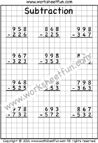 Subtraction - No Regrouping / FREE Printable Worksheets - Worksheetfun