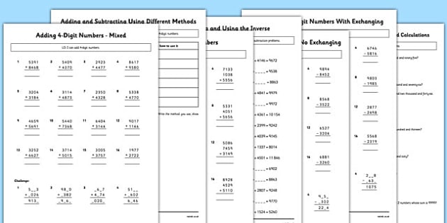 Addition And Subtraction Worksheets - Maths - 3-4 - Twinkl