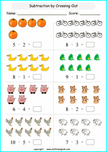 subtraction worksheet year 1