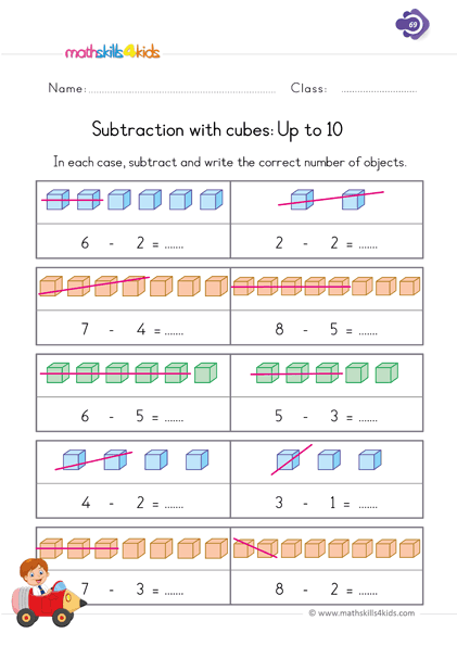 subtraction worksheet year 1