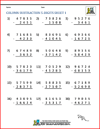 Subtraction Worksheets
