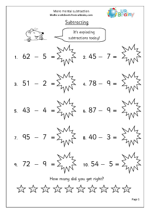 More subtraction - Subtraction Maths Worksheets for Year 3 (age 7 ...