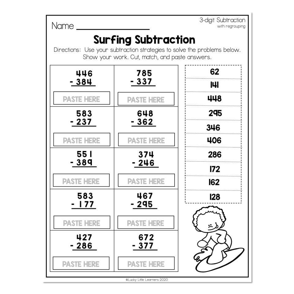 2nd Grade Math Worksheets - 3-Digit Subtraction With Regrouping ...