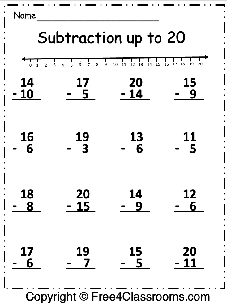 Free 1st Grade Subtraction Worksheet - Free Worksheets ...