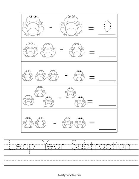 Leap Year Subtraction Worksheet - Twisty Noodle