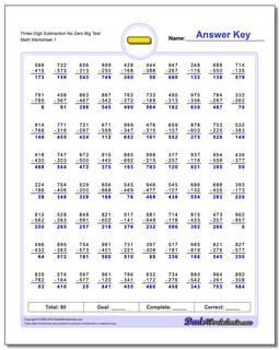 Subtraction Worksheets: Borrowing Without Borrowing Across a Zero