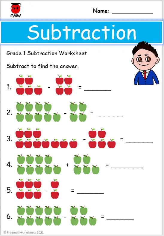 Grade 1 Subtraction Worksheets | Free Worksheets | Printables
