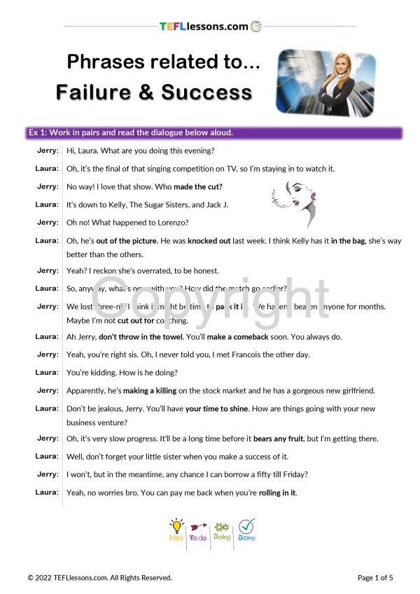 Success &  Failure Phrases - TEFL Lessons - tefllessons.com | ESL ...