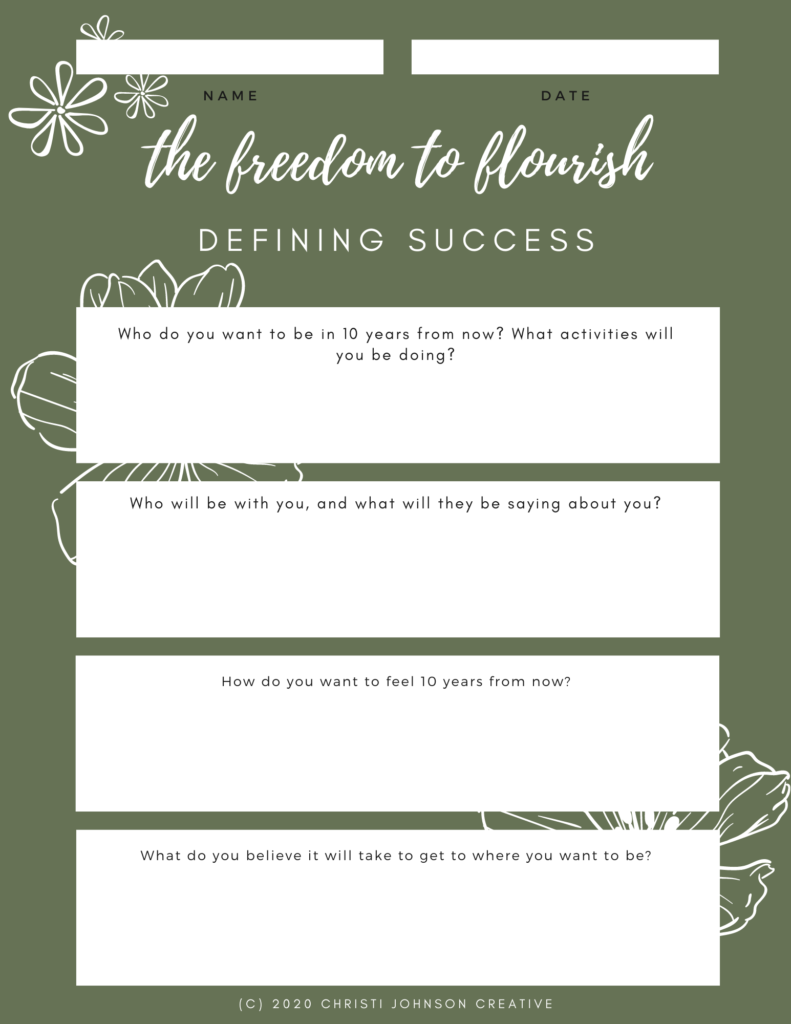 Free Resource: Defining Success Worksheet | Christi Johnson Creative