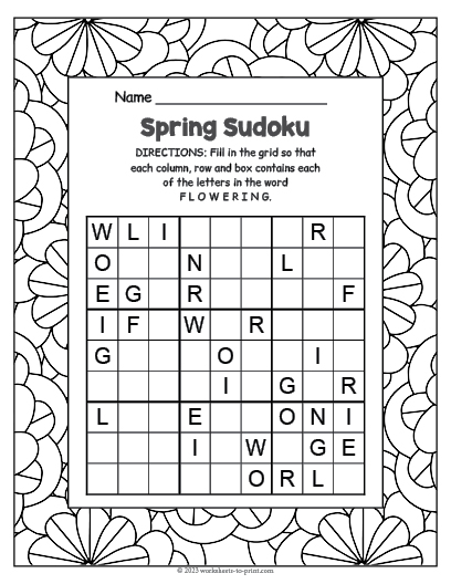 Spring Sudoku Worksheet