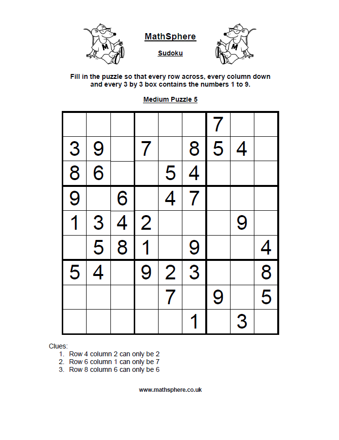 Free Sudoku Puzzles - MathSphere