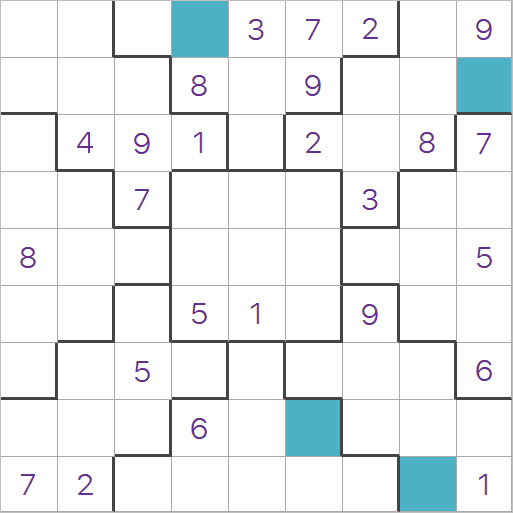 Daily Medium Jigsaw Sudoku Puzzle for Monday 3rd June 2024 (Medium)