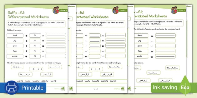 suffix ful worksheet