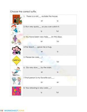 suffix ly and ful worksheet