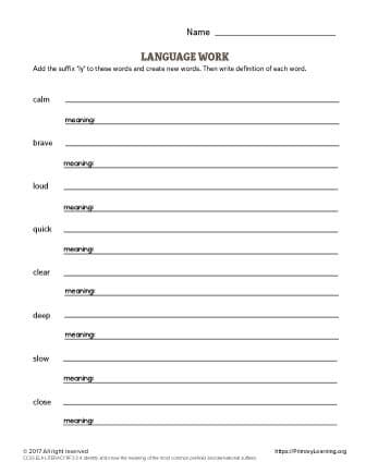 suffix ly and ful worksheet