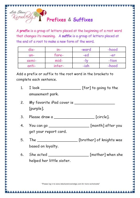 Grade 3 Grammar Topic 21: Prefix and Suffix Worksheets