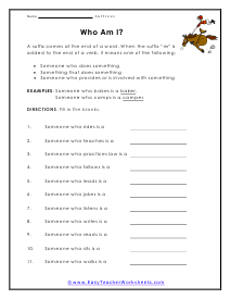 Suffix Worksheets