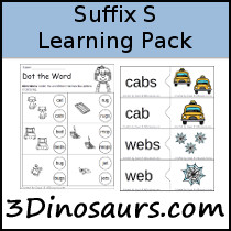 3 Dinosaurs - Suffix S Learning Pack