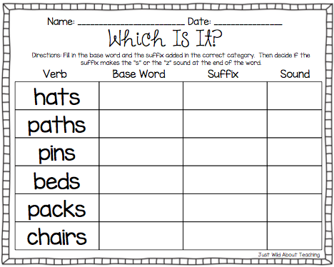 suffix s worksheet