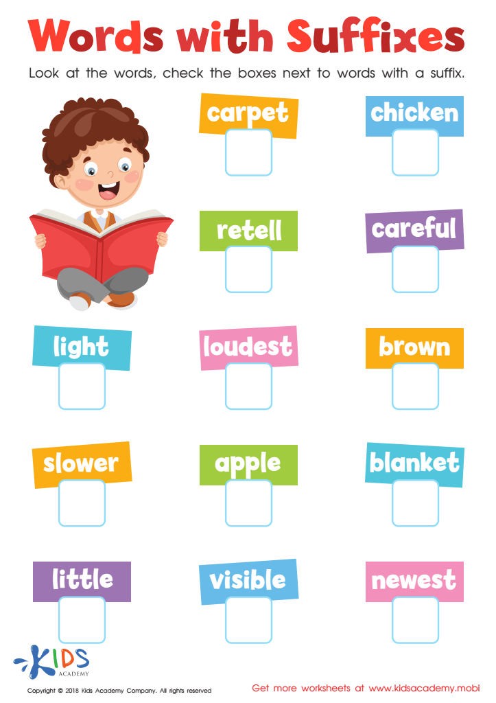 suffix words worksheet
