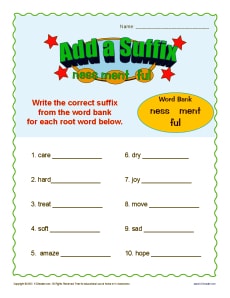 suffix worksheet 2nd grade