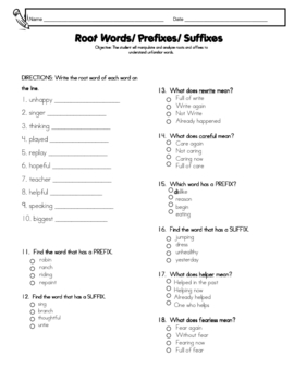 suffix worksheet 3rd grade