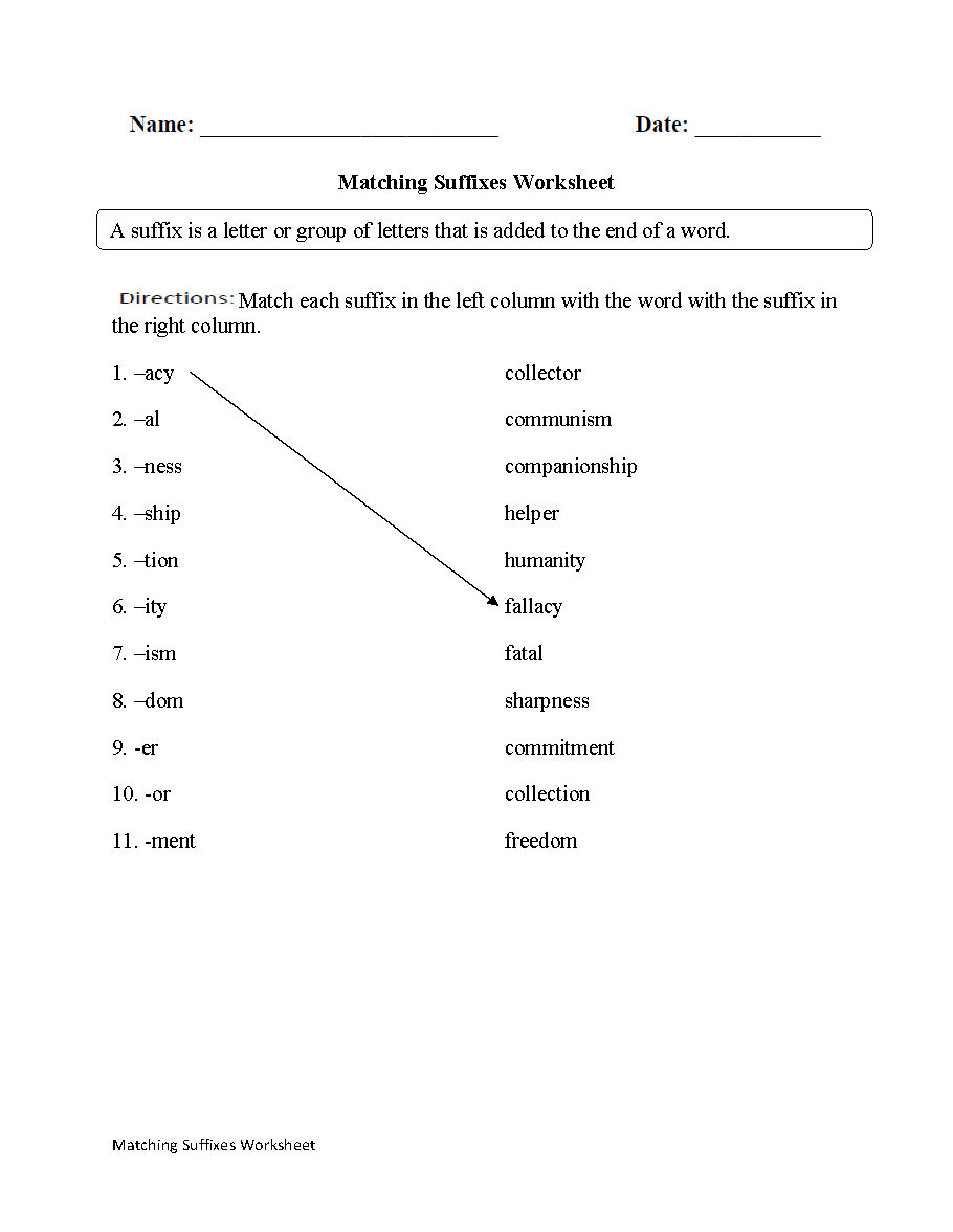 worksheets library | Suffixes Worksheets
