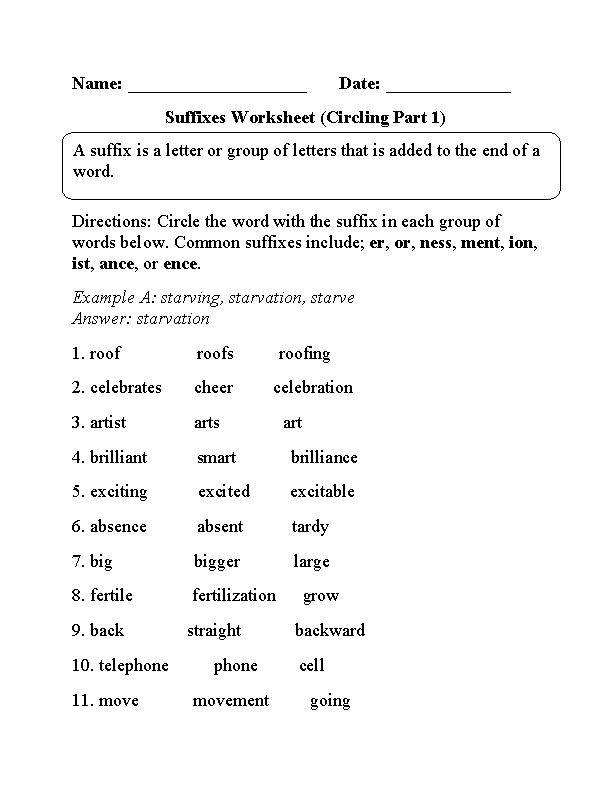suffix worksheet for 3rd grade