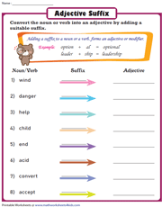 Suffixes Worksheets