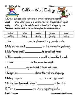 suffix worksheet free