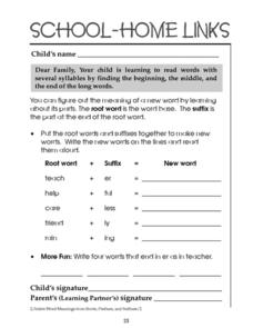 School-Home Links: Root Words and Suffixes Worksheet for 3rd - 4th ...