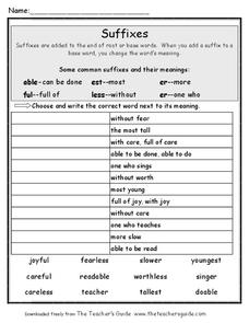 Suffix Lesson Plans &  Worksheets :: 49 - 72