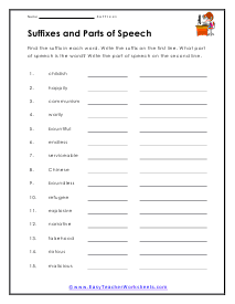 Suffix Worksheets