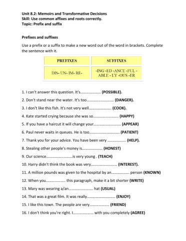 suffix worksheet pdf