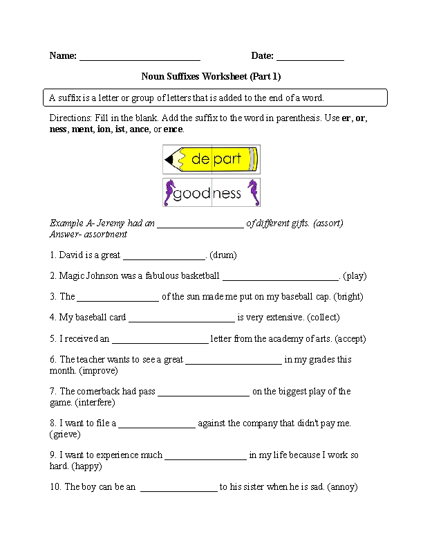 worksheets library | Suffixes Worksheets