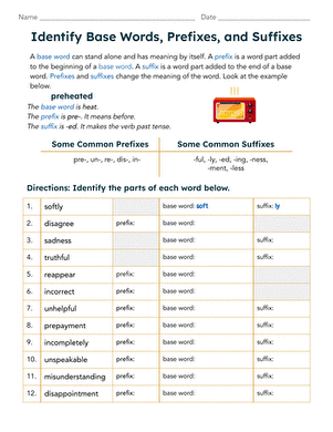 Identify Base Words, Prefixes, and Suffixes | Interactive ...
