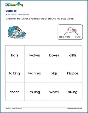 Suffixes worksheets for grade 1 | Worsheets library