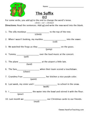 Adding ED Suffix Worksheet  