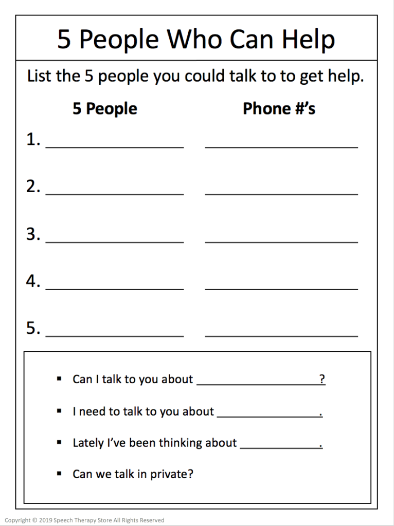 suicide worksheet