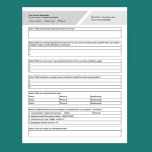 Suicide and Self-Harm Worksheets (Editable, Fillable, Printable ...