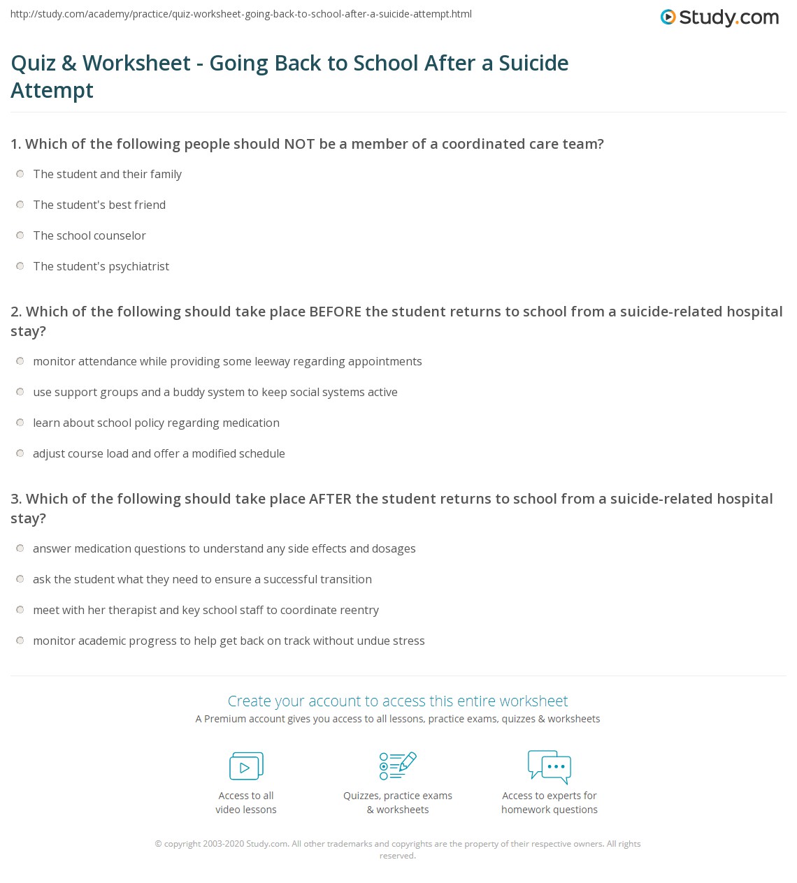 suicide worksheet