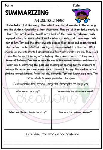 Summarizing (Summarising) - Reading Worksheet Pack | TPT