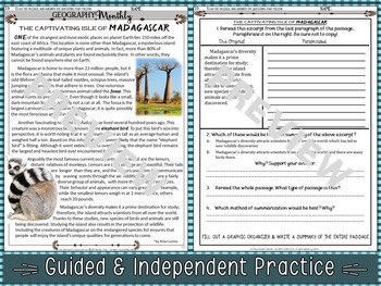 Summarizing &  Paraphrasing Practice Worksheets and Test - ELA Buffet